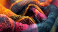 Colorful textured fabrics in close-up. Macro photography of textile patterns Royalty Free Stock Photo