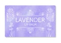 Colorful textured label, sticker for cosmetic products. The packaging design of the lipstick with the taste of lavender. Vector Royalty Free Stock Photo