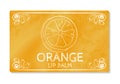 Colorful textured label, sticker for cosmetic products. Packaging design lipstick the taste of sweet orange. Vector