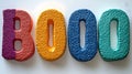 Colorful textured letters word boo Royalty Free Stock Photo