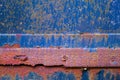 Colorful textured weathered surface of an old car