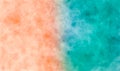 Turquoise blue green and coral beach watercolor background with painted marbled paper texture and soft paint brush strokes Royalty Free Stock Photo