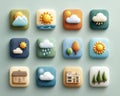 Colorful Textured Weather App Icons Royalty Free Stock Photo