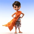 Colorful Thai Art Inspired 3d Cartoon Character Emily In Orange Cape