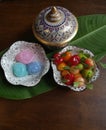 Colorful Thai dessert made from flour and sugar 5