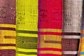 Colorful thai native fabric in chiangmai Royalty Free Stock Photo