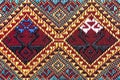 Colorful thai silk handcraft peruvian style rug surface close up