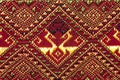 Colorful thai silk handcraft peruvian style rug surface close up Royalty Free Stock Photo