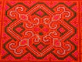 Colorful Thailand style rug surface close up vintage fabric is m Royalty Free Stock Photo