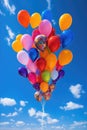 colorful thank you balloons against blue sky Royalty Free Stock Photo