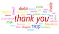 Colorful thank you in many languages vector icon. Global thank y