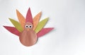 Close Up Cute and Colorful Thanksgiving Turkey Paper Craft for Kids Isolated with Copyspace Royalty Free Stock Photo