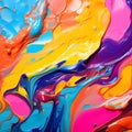 colorful thick paint mixed into abstract background, ai generative