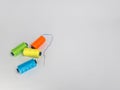 Colorful Thread Spools Arranged on a Plain White Surface for Crafting Royalty Free Stock Photo