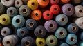 Colorful thread spools overhead view Royalty Free Stock Photo
