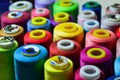 Colorful thread spools used in fabric industry Royalty Free Stock Photo