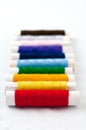 Colorful thread on white background