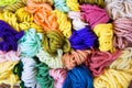 Colorful threads for needlework. Colorful fabric texture background