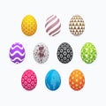 Colorful three dimensional patterned easter egg set