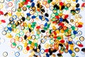 Colorful thunbtacks in white background Royalty Free Stock Photo