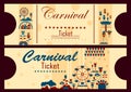 Colorful ticket of fun filled Carnival festival template background