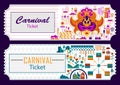 Colorful ticket of fun filled Carnival festival template background