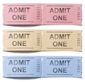 Colorful tickets admit one set isolated on white Royalty Free Stock Photo
