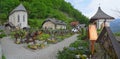 The colorful and tidy cemetery at the Hallstatt Catholic church