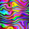 Colorful tie dye hippie background of horizontal wavy lines in flowing bright rainbow colors Royalty Free Stock Photo