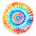 Colorful Tie-dye Round Sheet On White Background - 1970s Style Royalty Free Stock Photo