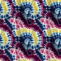 Colorful tie dye style seamless pattern. Hippie batik ornament background. AI generated Royalty Free Stock Photo