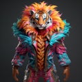 Colorful Tiger In Baroque Sci-fi Suit For Fashion Game
