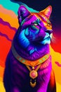 A colorful tiger with a gold necklace - Ai Generated.