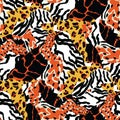 Colorful Tiger Hair Vector Seamless Pattern Royalty Free Stock Photo