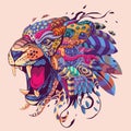 Colorful Tiger Head Illustration