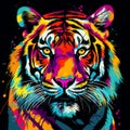 Colorful Tiger Face Art In Pop Art Style