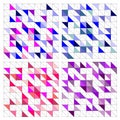 Colorful tile background set vector illustration. Grey, blue, pink and violet pastel triangle geometric flat surface wallpaper Royalty Free Stock Photo