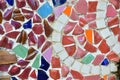 Colorful of tile-shard mosaic and stone decorating on the wall for background Royalty Free Stock Photo