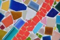 Colorful of tile-shard mosaic and stone decorating on the wall for background Royalty Free Stock Photo