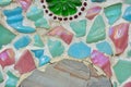 Colorful of tile-shard mosaic and stone decorating on the wall for background Royalty Free Stock Photo