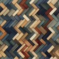 Colorful tiled pattern with rustic wood edges and earthy tones (tiled