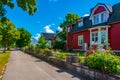 Colorful timber houses at Borgholm in Swedish island oland