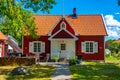 Colorful timber houses at Borgholm in Swedish island oland