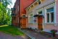 Colorful timber houses in Hameenlinna, Finland