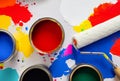 Colorful tins of Paint - Painting - DIY Royalty Free Stock Photo