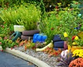 Colorful Tire Planters Royalty Free Stock Photo