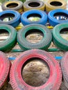 Colorful Tires in the Playground Park