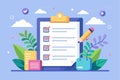 A colorful to-do list with checkboxes, a pencil, and plants, designed for efficient task management, To do list Customizable Flat Royalty Free Stock Photo