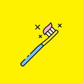 Colorful toothbrush line icon