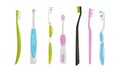 Colorful Toothbrushes for Dental Hygiene Vector Set